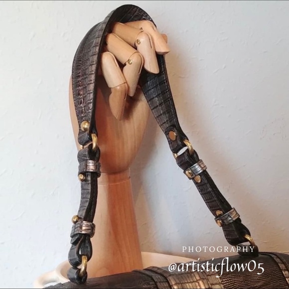 RARE Vintage Brahmin Pewter Leather Discontinued - Picture 2 of 10